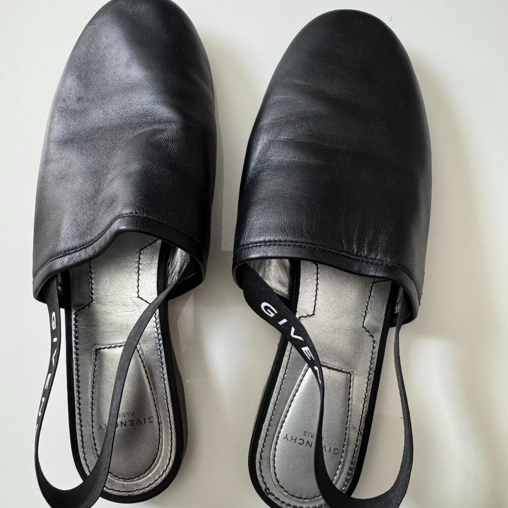 Givenchy Leather Grosgrain Trim Slingback Flats